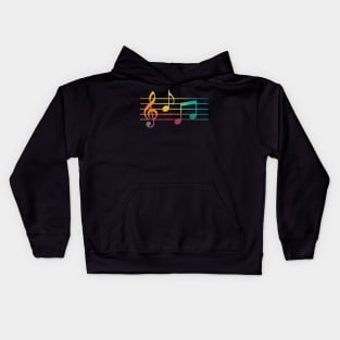 Rainbow color musical notes silhouette Kids Hoodie